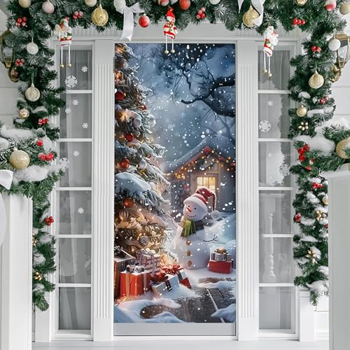 Weihnachts-Türdekoration, hängendes Banner, Weihnachtsmann-Hintergrund, für die Dekoration des Winterhauses (D)