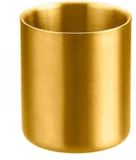 Tasse à café double couche sans poignée en acier inoxydable, résistante à la chaleur, idéale pour le stockage avec 304 et taille 1 pièce en plastique et verre (doré)