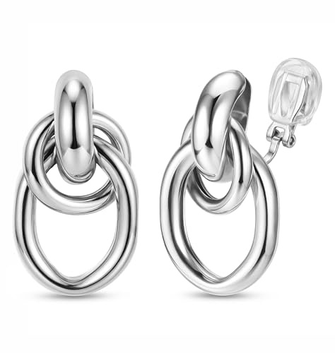 Kakonia Clip On Örhängen Knot Twist Clip On örhängen utan stansning för kvinnor flickor örhänge set, Koppar, Ingen ädelsten