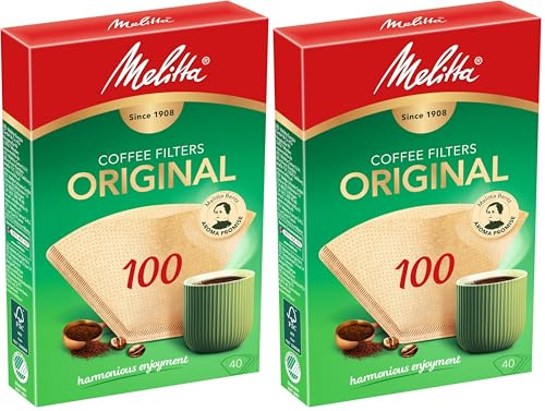 Melitta 126033 filtres de papier 100/40, Couleur : Marron naturel (Lot de 2)