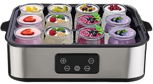Yaourtière électrique, Yaourtière Automatique De 2 200 Ml Avec 12 Pots En Verre Et Affichage Led, Réglage De La Température Et De La Minuterie, Machine à Vin De Riz Pour Desserts Sains Faits 12 Cups