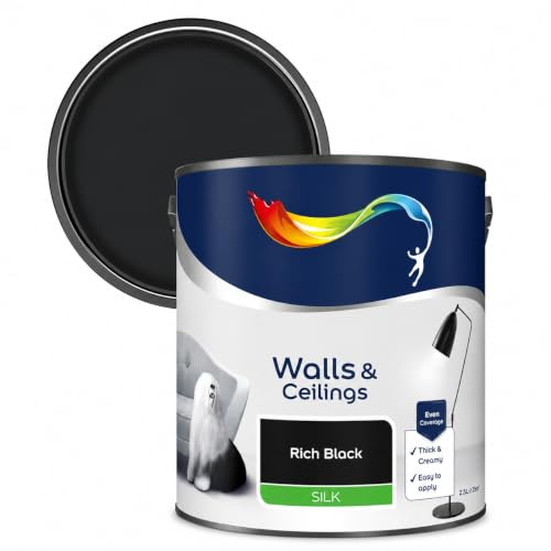 AXpower Inspirational Technology Empowering People Walls & Ceilings Silk Emulsion Paint Black 2.5L | Smooth Mid Sheen Interior Wall Paint | Rich Black Finish with Excellent Coverage
