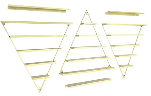 SFTYEI Estantería de pared para esmalte de uñas, 6 piezas, color dorado, 66 x 7 x 70 cm