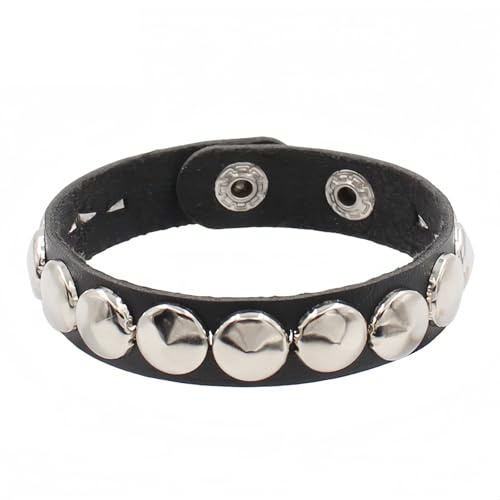 Piceioep Brazalete con vanguardista, pulsera redonda y con tachuelas de metal, perfecta para amantes del rock gótico y alternativa, pulsera con tachuelas