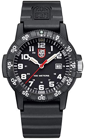 Luminox Leatherback SEA sköldpadda gigantisk mörkläggning herrklocka 44 mm – dykarklocka i svart datumfunktion 100 m vattentålig, Svart|vit - Xs.0321.l, 44mm, armband