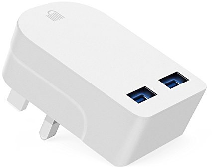 Ameego 2-Port USB Mains Charger - 3.1A/3100mAh High Speed Compact Folding Dual Plug Adapter for Android Tablet, iPhone 5-8, Samsung S5 S6 TAB, Huawei & Other Mobile Phones and Devices (White)