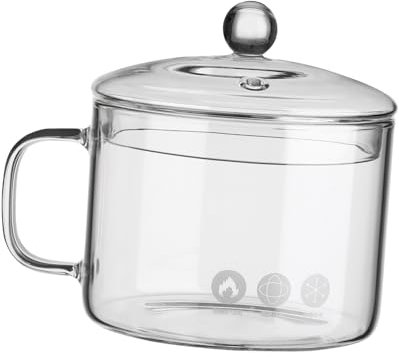 UPKOCH Glass Saucepan Stewpot Cooking Pot Heat-Resistant Borosilicate Glass Handle and Lid Suitable for Stovetop Microwave Oven