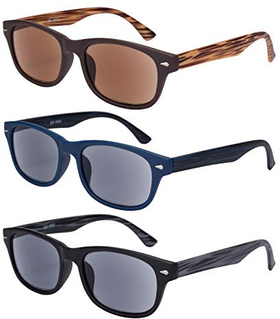 EYEGUARD Lesebrille, 3 Stück, UV400-Schutz, Outdoor-Sonnenleser, nicht-parisiert, klassischer Stil, Lesebrille für Damen und Herren