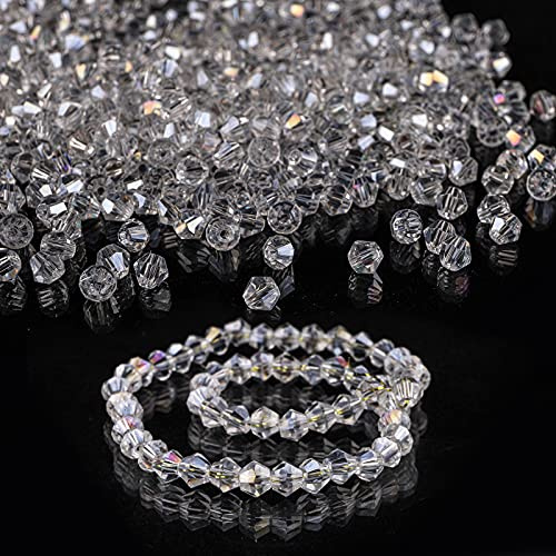 Yopay 3000 Pieces Crystal Beads, DIY 4MM Bulk Faceted Crystal Glass Briolette Beads for Making Jewelry, Beading Projects, Bracelets, Necklaces, Earrings, Clear