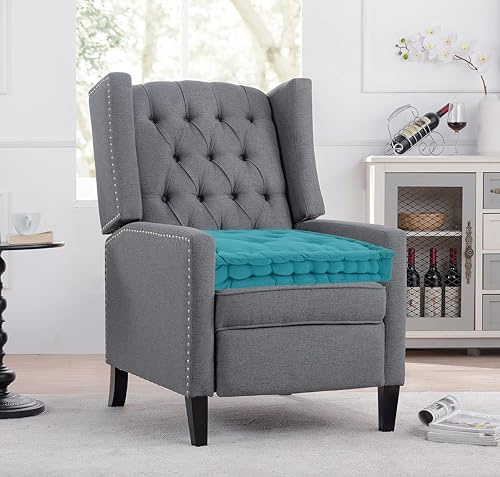 EXQUIZIT HOME Booster Cushion Seat Pad 100% Cotton Filling Cushion Thick Seat Pads Adults Chair Armchair Garden Teal 45cm x 45cm + 10cm Thickness Approximate
