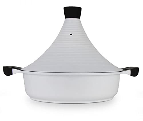 Agadir - Tajín marroquí (diámetro de 28 cm, cerámica, inducción), color blanco