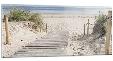 Wandbilder Dekoration Wohnzimmer Strand Düne Eintritt Panorama Bilder auf Glas 120x50cm Glasbild Schlafzimmer Küche Wand Kunstdruck Art Groß Wanddeko Bild im Glas Modern Wall Decor GAB120x50-4188