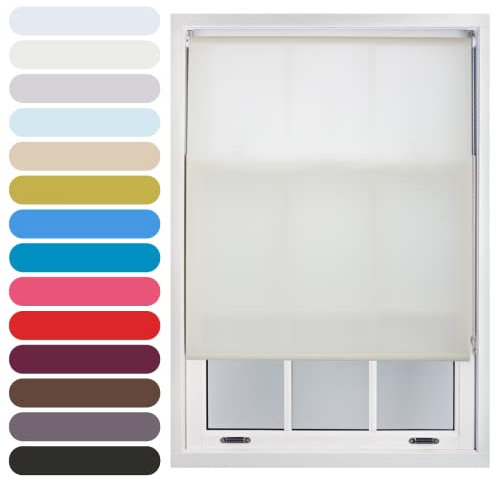 FURNISHED Tageslicht-Rollo, zuschneidbar verdunkelnder Stoff, komplettes Set für Küche, Wohnzimmer, Schlafzimmer, Creme, 125W x 165H cm