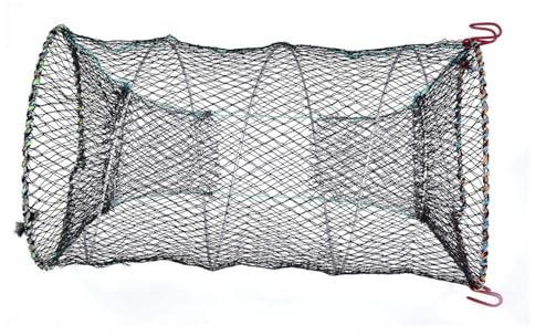 Agatige Red Trampa para Pesca, Trampa para Cebo de 25 cm, 33 cm y 40 cm Red de Pesca Plegable de Nailon Jaula Trampa para Camarones Accesorios y Equipo de Pesca para Peces Pequeños, Cangrejos (25cm)