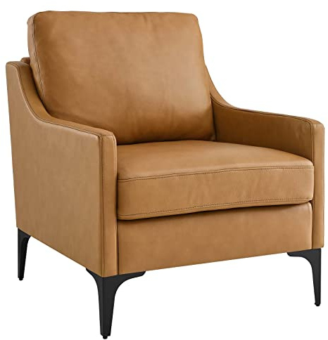 Modway EEI-6022-TAN Corland Leather Armchair, Tan