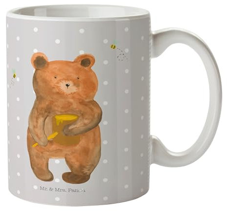 Mr. & Mrs. Panda Kindertasse Bär Honig - Geschenk, Trinklernbecher, Tasse Für Kleinkinder, Kinderbecher, Partner, Kindergeburtstag, Freund, Liebe, Mit Deckel, Teddy