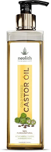 Neolith 100% Organic, Virgin Grade Cold Pressed Castor Oil, Non GMO, Hexan free- For Hair care, Skin care for Dry skin, Eyelashes, Eyebrows, Beard oil, Massage oil, Lash Growth 250 ml