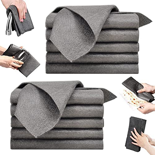 Wuzdy 10 Piezas Paño De Limpieza Mágico, Limpieza De Paños De Microfibra, Paños Limpieza, Paños De Limpieza De Cristales, Fuerte Absorción Agua, para Ventanas, Vidrio, Cocinas (30 * 30cm)