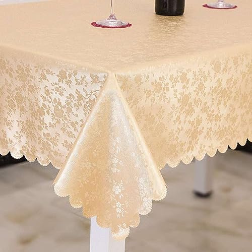 XQSSB Mantel Mesa Rectangular Antimanchas Impermeable Cubremesa PU Anti Escaldado para de Hogar Picnic del Hotel Tienda de Café Dorado a 100 × 100cm