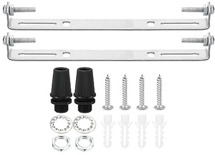 PATIKIL 155mm Techo Luz Placa Kit, 2 Juego Luz Accesorio Montaje Soporte Placa Acero Transversal Barra para Casa Oficina Colgante Pared Lámpara, con Tornillo Arandela Tuerca Kit