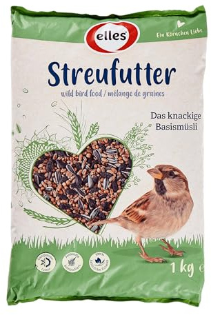 Elles Streufutter 15 x 1kg Basismüsli I Klassisches Wildvogelfutter zur Ganzjahresfütterung | 100% natürlich | Ideal für Gemischtfresser