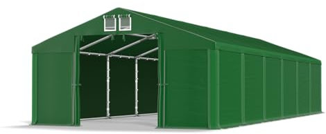 DAS COMPANY Lagerzelt 5x12m wasserdicht grün Zelt 560g/m² PVC Plane hochwertig Zelthalle Winter SD - Zeltgarage - Pavillon - Zeltgarage Winterfest - Lagerzelt Winterfest - Lagerhalle - Winterzelt