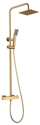 MICE BTAR025/OC Ensemble barre de douche thermostatique robinetterie de salle de bain Colonne de douche pour eau chaude et froide Or brossé