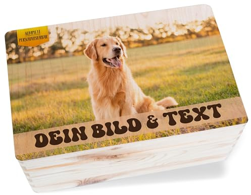 Holzkiste - Foto Bild - Hunde Erinnerungsbox | Hunde Erinnerung Trauer | Verstorbener Hund Erinnerungskiste | Holzbox Toter Hund Erinnerung - 30x20x14 cm - Holz - erinnerungen an verstorbene