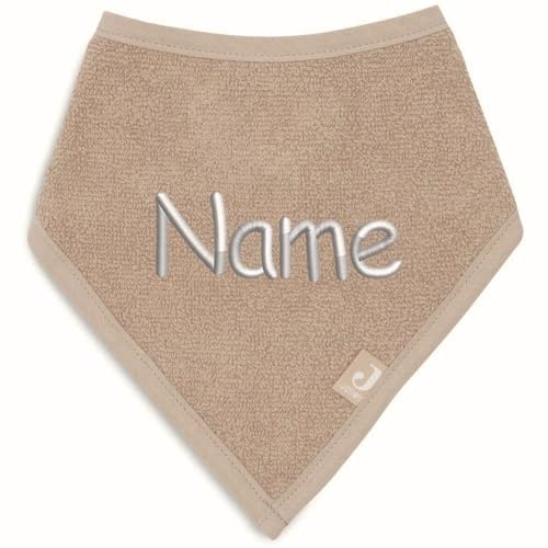 Elefantasie Personalisiertes Baby Halstuch aus Frottee Baumwolle mit Name bestickt Einheitsgröße helles braun