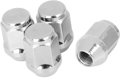A ABSOPRO 4 Stück Chrom Radmuttern Konus Sitzwerkzeug M12x1.25 34mm für Fahrzeug Artikelaustausch
