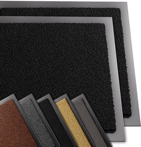 VOUNOT 2er-Set Hochwertige Fußmatte Innen und Außen, Schmutzfangmatte rutschfest,waschbar & wetterfest, Fussmatte für Eingangsbereich & Aussenbereich, Läufer Flur dünn 40x60cm, Schwarz