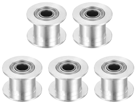 QUARKZMAN 5 Stück 2GT Riemenscheibe Zahnlos 5mm Bohrung Aluminium Silber | Zahnriemenscheibe, Für 10mm Breite Zahnriemen, Für 3D-Drucker CNC, Umlenkrolle Pulley