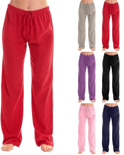 Pantaloni da pigiama da donna, lunghi, tinta unita, elasticizzati, a vita alta, per il tempo libero, con coulisse, per pigiama da donna, pantaloni larghi, comodi, da casa, leggeri