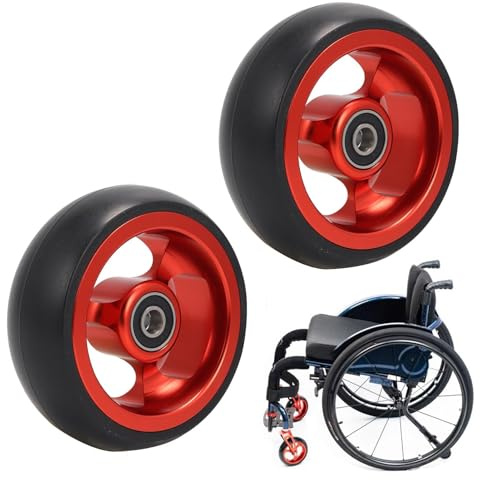 roulettes Avant de Rechange pour Fauteuil Roulant 4 pouces/100 mm, roulettes antidérapantes pour déambulateur, Accessoires pour Fauteuil Roulant de Sport avec pneus Pleins et moyeu en alumi