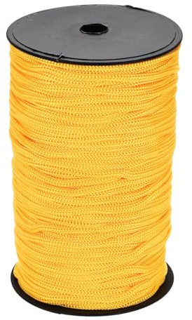 QUARKZMAN 5mm Cuerda de Polipropileno Trenzada, 100M Cuerda Persiana Enrollable, Cordón Exterior para Tendedero, Camping, Senderismo y Actividades al Aire Libre, Amarillo Claro