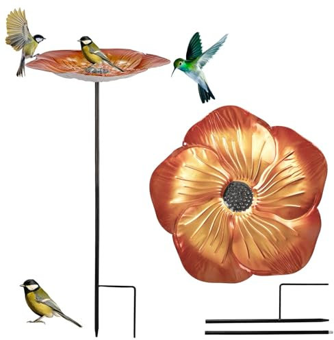 YYTECH Vogeltränke stehend für den Garten, Vogelfutterstation winterfest, mit Erdspieß, abnehmbar, Vogelfutterstation für draußen