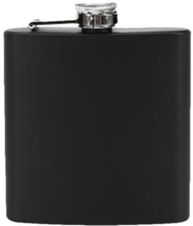 Fiaschetta per liquori - Tappo metallico anti-perdita, 1,5 once, piccola fiaschetta tascabile placcata nero opaco - Contenitore per alcolici a prova di perdite con tappo di collegamento incernierato p