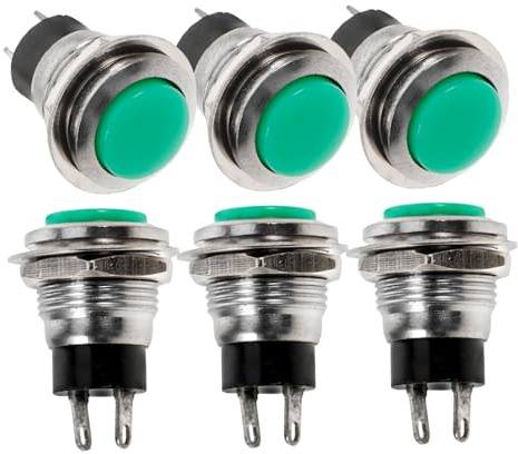 Zerodeko 6pezzi Interruttore Pulsante Momentaneo Pin Mini Interruttore Rotondo Senza Linea Compatto e Facile Da Installare Affidabile Per Scooter Elettrici e Camion