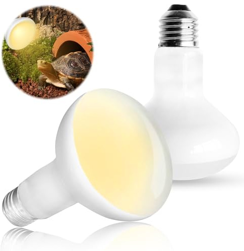 2 PCS Reptile Heat Lamp Bulb 100W, UVA E27 Daylight Basking Spot Light | 220V Fast Heating Vivarium for Amphibians Tortoise Lizard Snake Bearded Dragon Chick Puppy