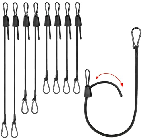 YUESIKJ Pack of 8 Bungee Cords with Carabiner Adjustable Bungee Cords with Hooks 100cm/60cm/30cm Elastic Bungee Straps with Carabiner for Bike, Tarps, Cargo, Luggage, garden
