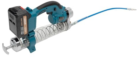 HIKUUER Pistola de grasa eléctrica con batería de litio de 2600 mAh, prensa de grasa con una mano, 6000 psi, pistola de grasa de alto rendimiento 23000 rpm
