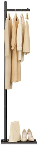 Yawinhe Coat Rack Metal,174 cm Heavy Duty Coat Tree, L- shape Modern Hall Tree Free Standing with Rock Plate Base, Hanger Stand Suitable for Placing bags, Coats and Hats,Black,SMJ101B