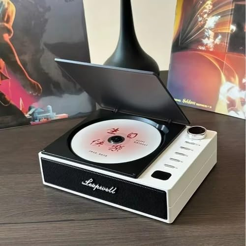 Reproductor de CD Bluetooth Retro para el hogar, Soporte de Medios Digitales MP3 inalámbrico y USB/SD, Radio FM, Conector para Auriculares, Reproductor de CD portátil con Pantalla,White