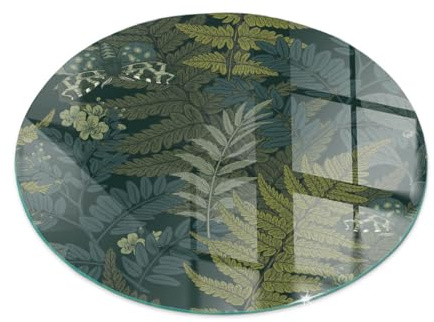 Kaminofen Glasplatte ⌀ 80 cm Funkenschutzplatte Gehärtetem Glas Rund Bodenplatte Ofenglas Kaminplatte Kaminglas Funken- und Kratzfest für Kamin - Pflanzenmotive mit Schmetterlingen