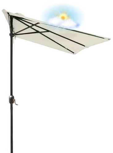 Ombrellone Mezzaluna Da Balcone Parete Piccolo Ombrelloni Semicircolare Giardino Per Terrazza Con Manovella Salvaspazio In Ombrello Parasole Esterno 250 Cm No Con Base(Beige)