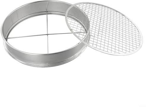 NiuLumea for Stainless Steel Garden Soil Sieve Set with 5 Interchangeable Mesh Inserts 3-12mm, 30cm for Round Compost Sifter Potting, Bonsai and Vegetable Growing
