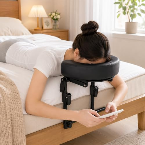 Massage Headrest for Bed, Face Cradle Turns Your Bed into Massage Table | Stable Steel Frame with Memory Foam Cushion for Lasting Comfort