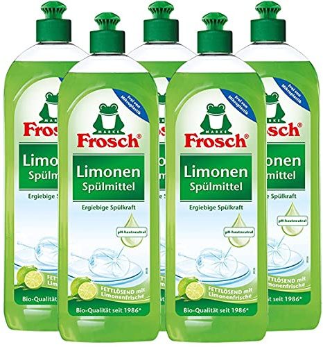 5x Frosch Spülmittel 750 ml mit fettlösenden Limonen-Extrakten