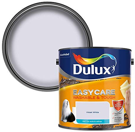 Dulux Easycare Washable & Tough Matt Emulsion Paint For Walls And Ceilings - Violet White 2.5 Litres