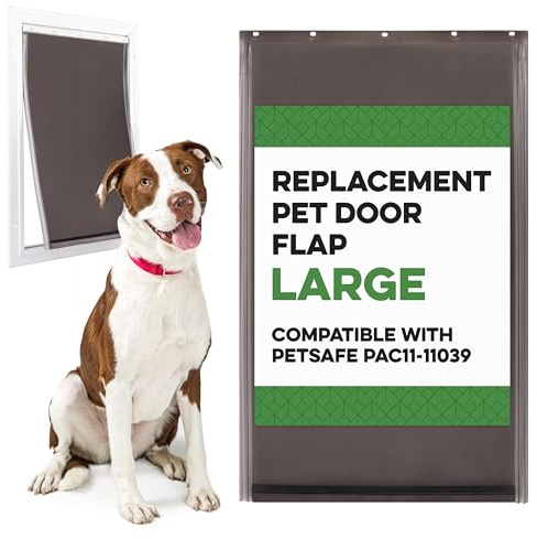 Evergreen Pet Supplies Replacement Dog Door Flap Compatible with PetSafe Freedom PAC11-11039 - Easy-Install Doggy Door Flap - Large, Brown